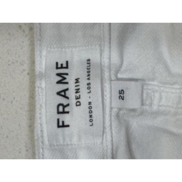 Frame White Straight Full Length Denim Jeans Sz 25 High Rise Classic Streetwear - Picture 4 of 4